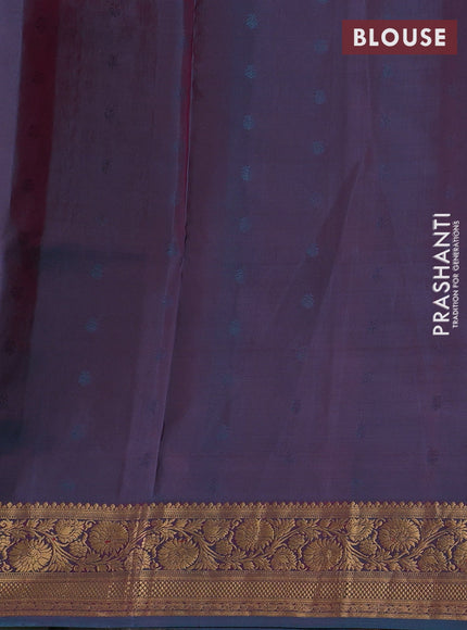 Pink & Peacock Green Pure Soft Silk Saree - Zari Buttas