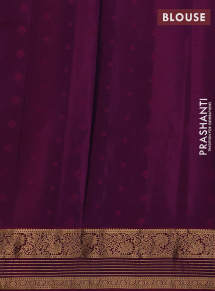 Peacock Green & Wine Pure Soft Silk Saree - Zari Buttas
