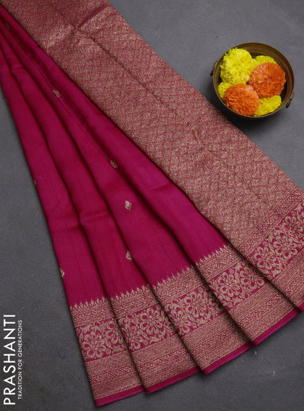 Pink Banarasi Semi Raw Silk Saree - Butta style