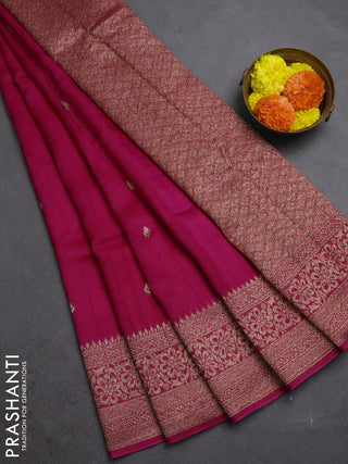 Pink Banarasi Semi Raw Silk Saree - Butta style