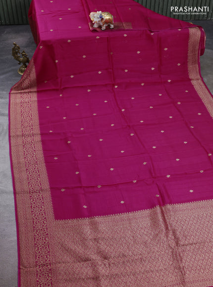 Pink Banarasi Semi Raw Silk Saree - Butta style