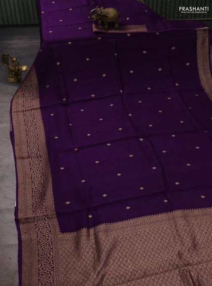 Violet Banarasi Semi Raw Silk Saree - Butta style