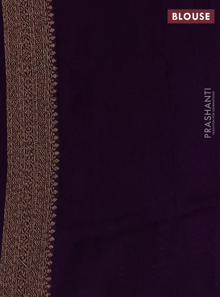 Violet Banarasi Semi Raw Silk Saree - Butta style