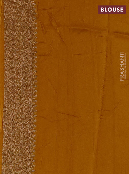 Mustard yellow Banarasi Semi Raw Silk Saree - Butta style