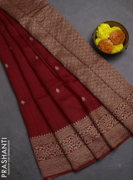 Red Banarasi Semi Raw Silk Saree - Butta style