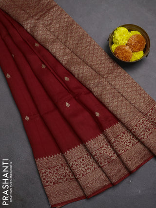 Red Banarasi Semi Raw Silk Saree - Butta style