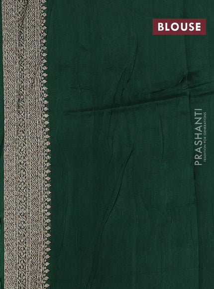Bottle Green Banarasi Semi Raw Silk Saree - Butta style