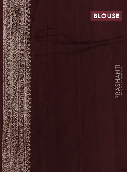 Brown Banarasi Semi Raw Silk Saree - Butta style
