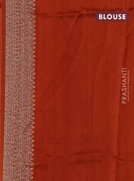 Rust Banarasi Semi Raw Silk Saree - Butta style