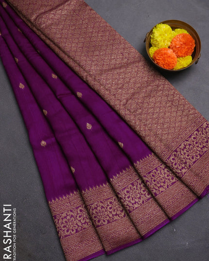 Purple Banarasi Semi Raw Silk Saree - Butta style