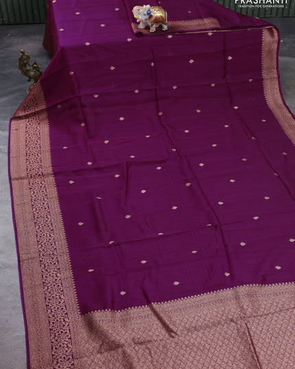 Purple Banarasi Semi Raw Silk Saree - Butta style