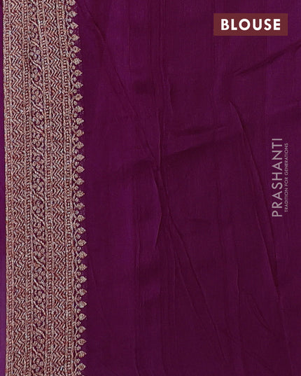 Purple Banarasi Semi Raw Silk Saree - Butta style
