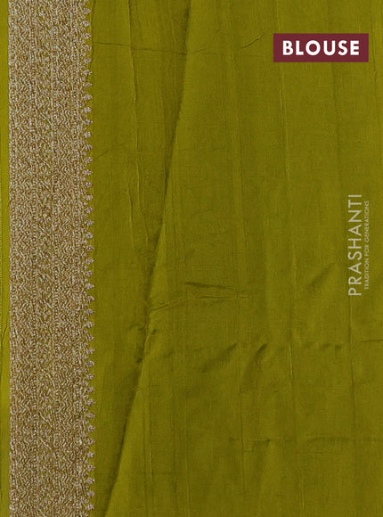 Light Green Banarasi Semi Raw Silk Saree - Butta style