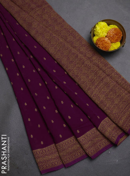 Purple Banarasi Semi Raw Silk Saree - Butta style