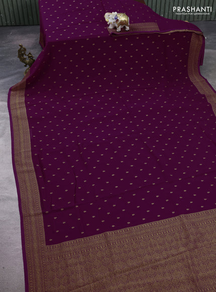 Purple Banarasi Semi Raw Silk Saree - Butta style
