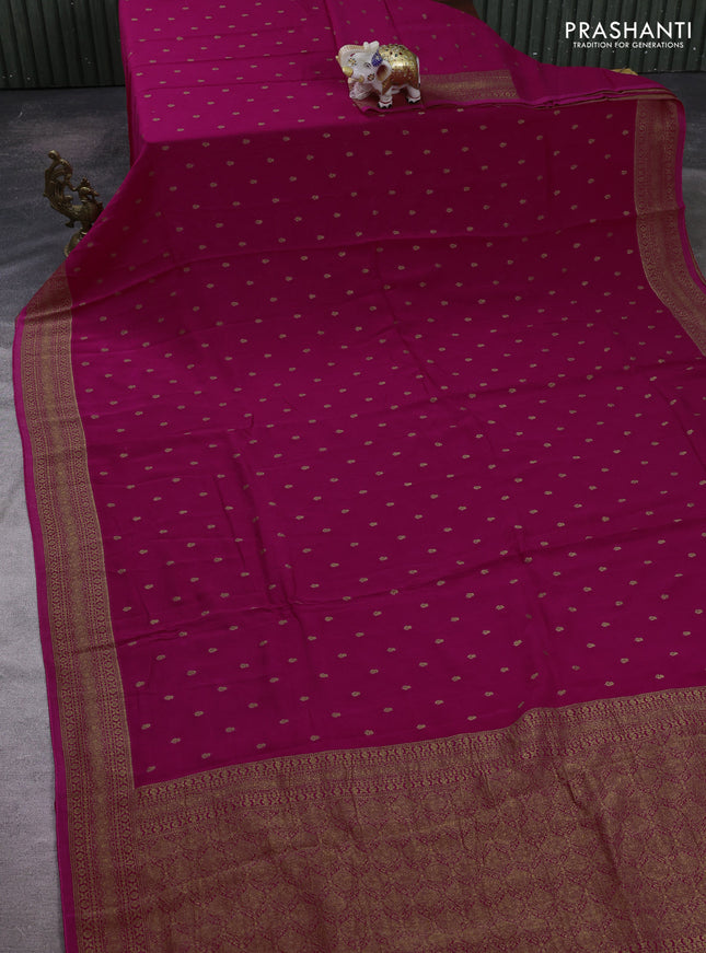 Pink Banarasi Semi Raw Silk Saree - Butta style