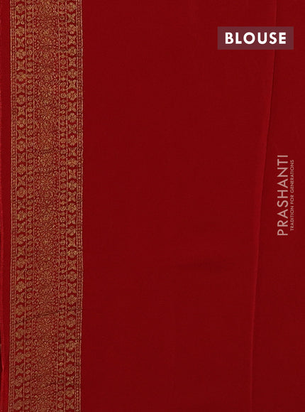 Red Banarasi Semi Raw Silk Saree - Butta style
