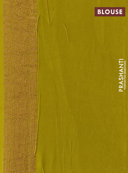 Light Green Banarasi Semi Raw Silk Saree - Butta style