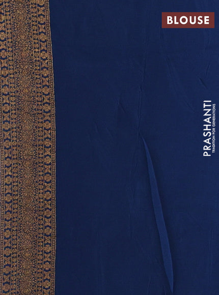 Peacock Blue Banarasi Semi Raw Silk Saree - Butta style