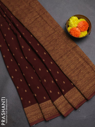 Brown Banarasi Semi Raw Silk Saree - Butta style