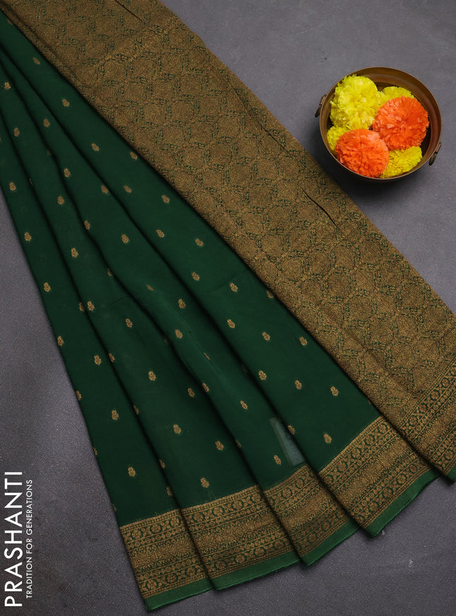 Brown Banarasi Semi Raw Silk Saree - Butta style