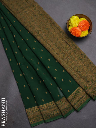 Brown Banarasi Semi Raw Silk Saree - Butta style