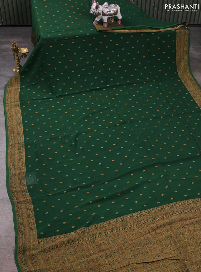 Brown Banarasi Semi Raw Silk Saree - Butta style