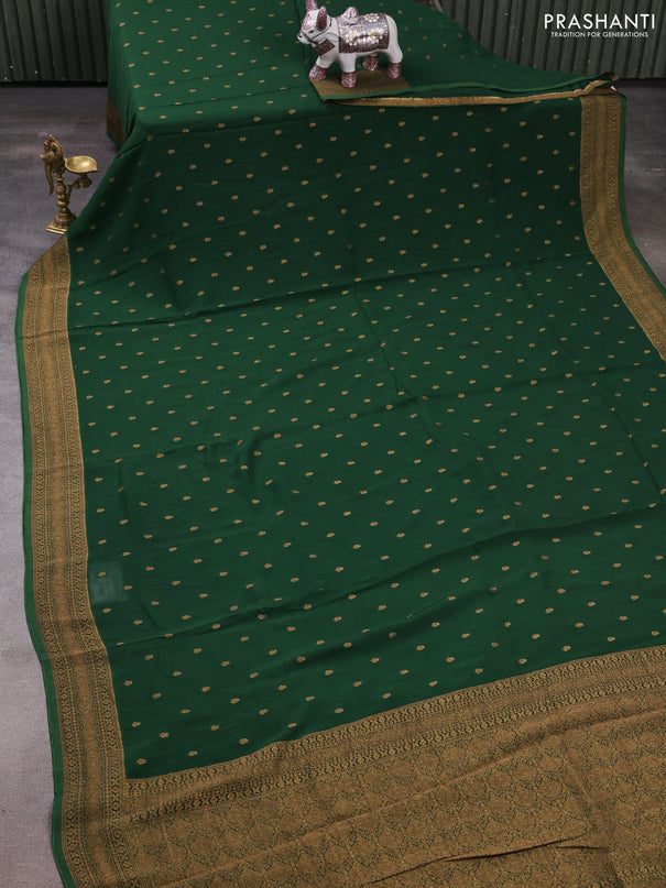 Brown Banarasi Semi Raw Silk Saree - Butta style