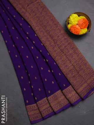 Violet Banarasi Semi Raw Silk Saree - Butta style