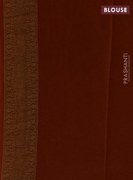 Rust Banarasi Semi Raw Silk Saree - Butta style
