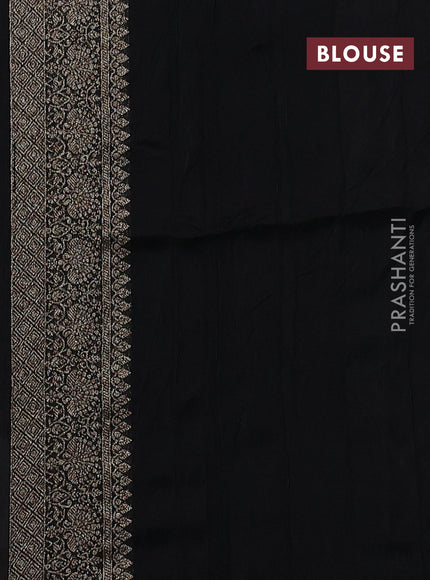Black Banarasi Semi Raw Silk Saree -  Zari Weaves