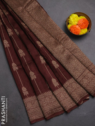 Brown Banarasi Semi Raw Silk Saree -  Zari Weaves