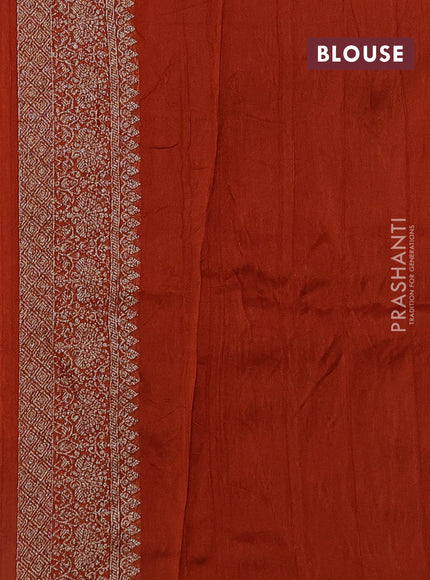 Rust Banarasi Semi Raw Silk Saree -  Zari Weaves