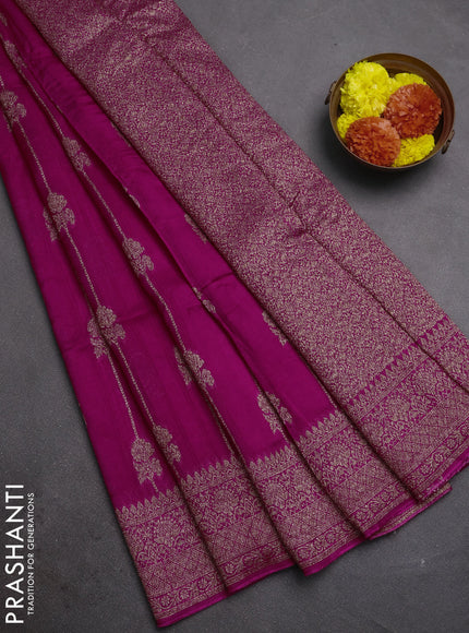 Pink Banarasi Semi Raw Silk Saree -  Zari Weaves
