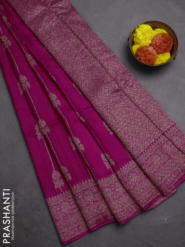 Pink Banarasi Semi Raw Silk Saree -  Zari Weaves