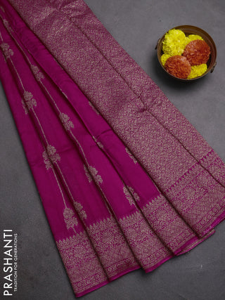 Pink Banarasi Semi Raw Silk Saree -  Zari Weaves