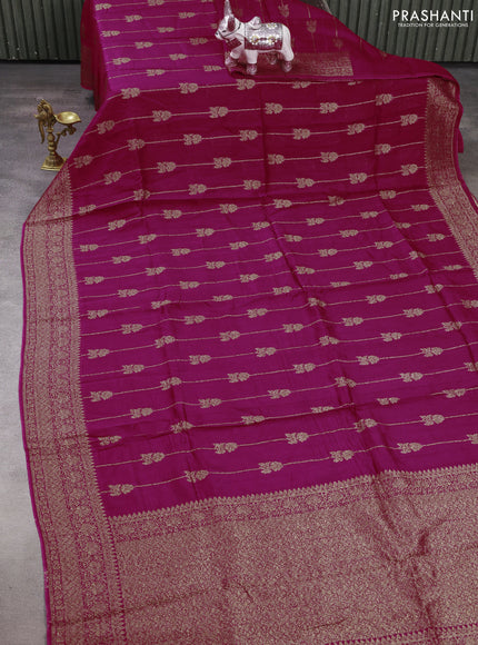 Pink Banarasi Semi Raw Silk Saree -  Zari Weaves