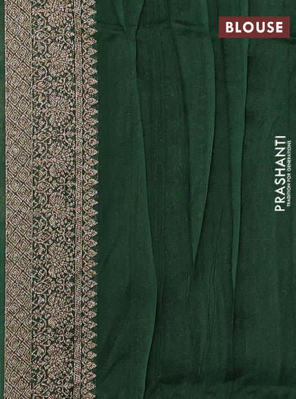 Bottle Green Banarasi Semi Raw Silk Saree -  Zari Weaves