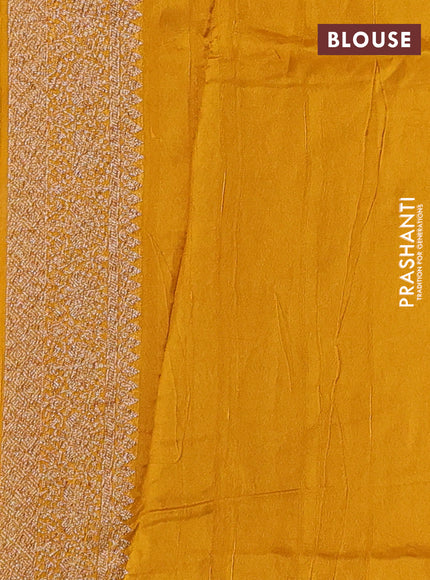 Mustard Banarasi Semi Raw Silk Saree -  Zari Weaves