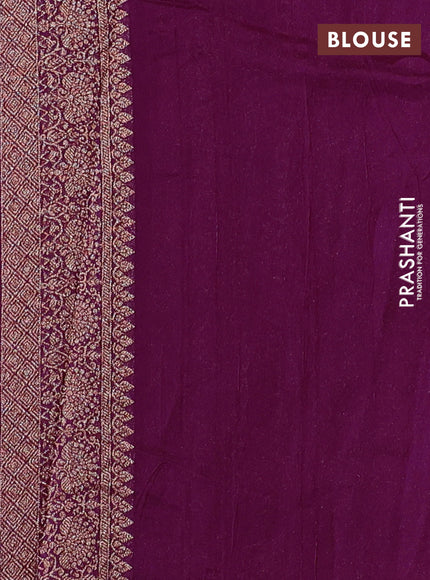 Purple Banarasi Semi Raw Silk Saree -  Zari Weaves