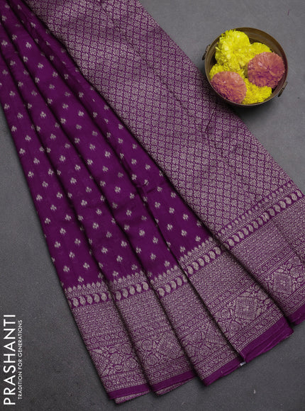 Purple Banarasi Semi Raw Silk Saree - Butta style