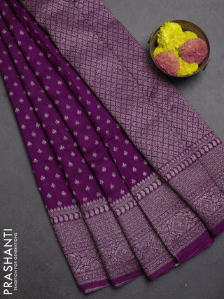 Purple Banarasi Semi Raw Silk Saree - Butta style