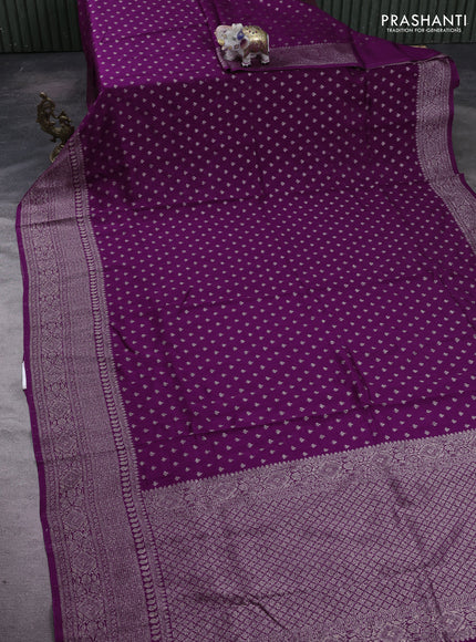 Purple Banarasi Semi Raw Silk Saree - Butta style