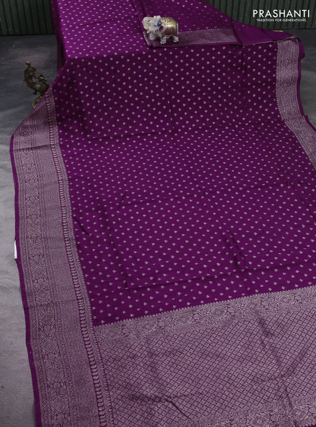 Purple Banarasi Semi Raw Silk Saree - Butta style