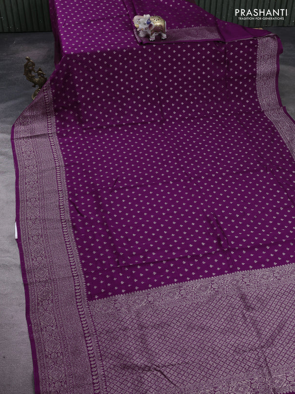 Purple Banarasi Semi Raw Silk Saree - Butta style