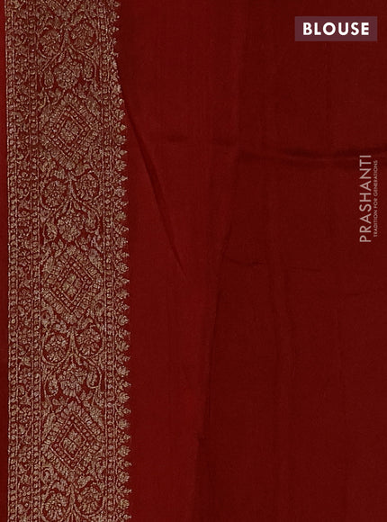 Red Banarasi Semi Raw Silk Saree - Butta style