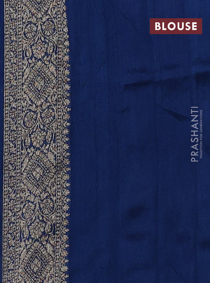 Peacock Blue Banarasi Semi Raw Silk Saree - Butta style