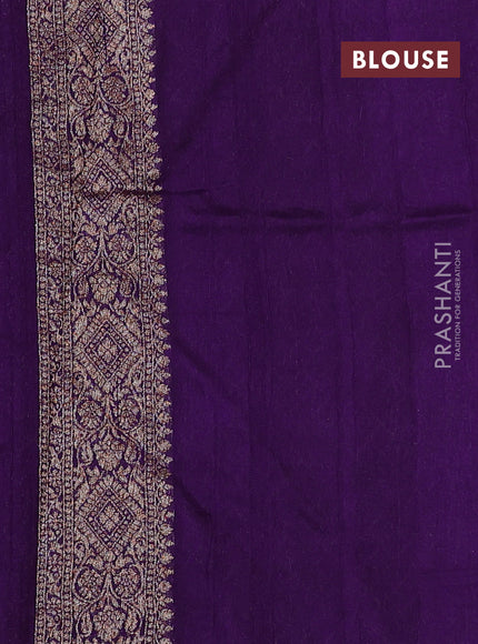 Violet Banarasi Semi Raw Silk Saree - Butta style