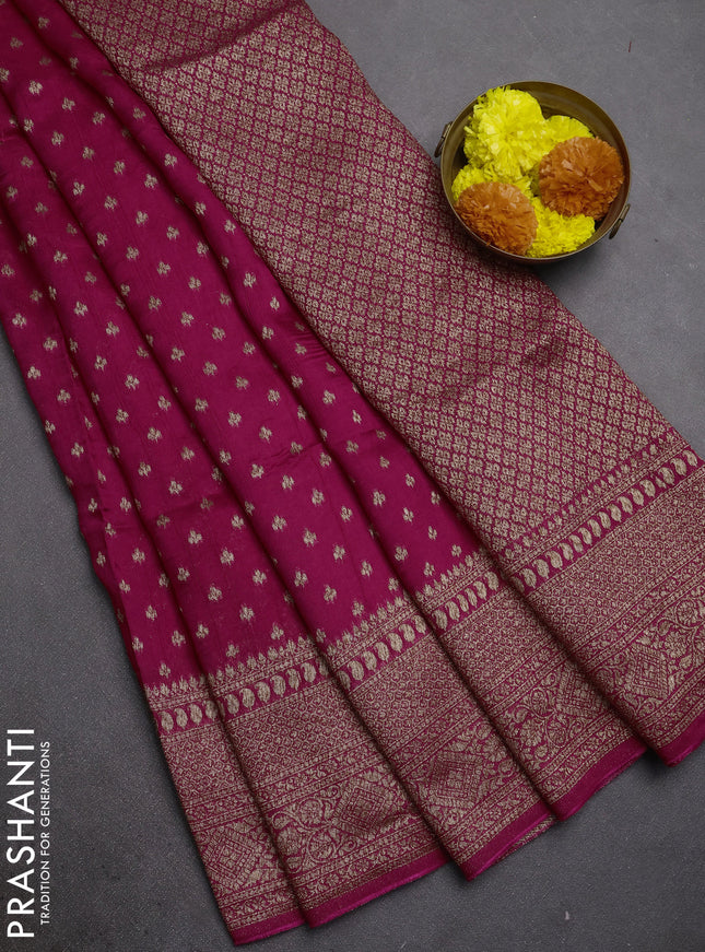 Pink Banarasi Semi Raw Silk Saree - Butta style