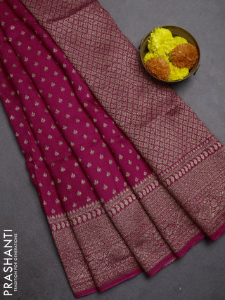 Pink Banarasi Semi Raw Silk Saree - Butta style